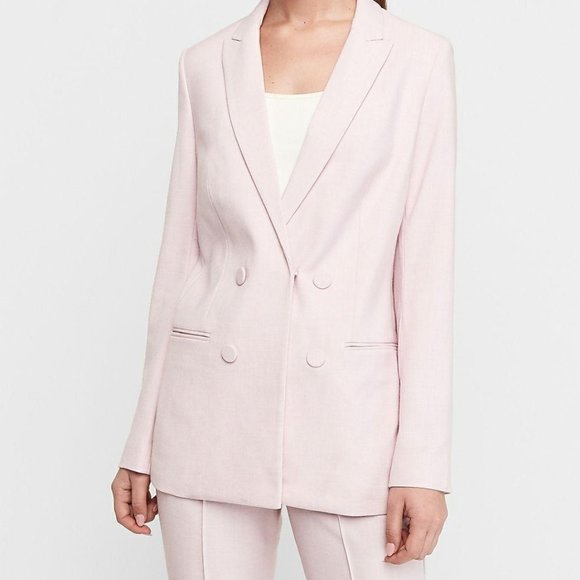 Express Pink Double Breasted Boyfriend Blazer Size - Picture 1 of 9